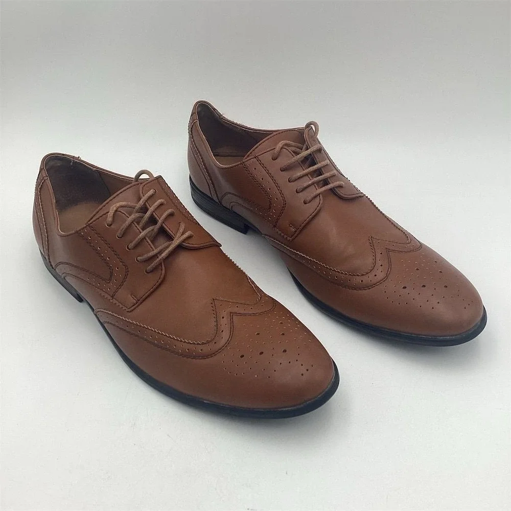 Perry Ellis Portfolio Men's‎ Brown Oxford Dress Shoes Size 10 Wingtip